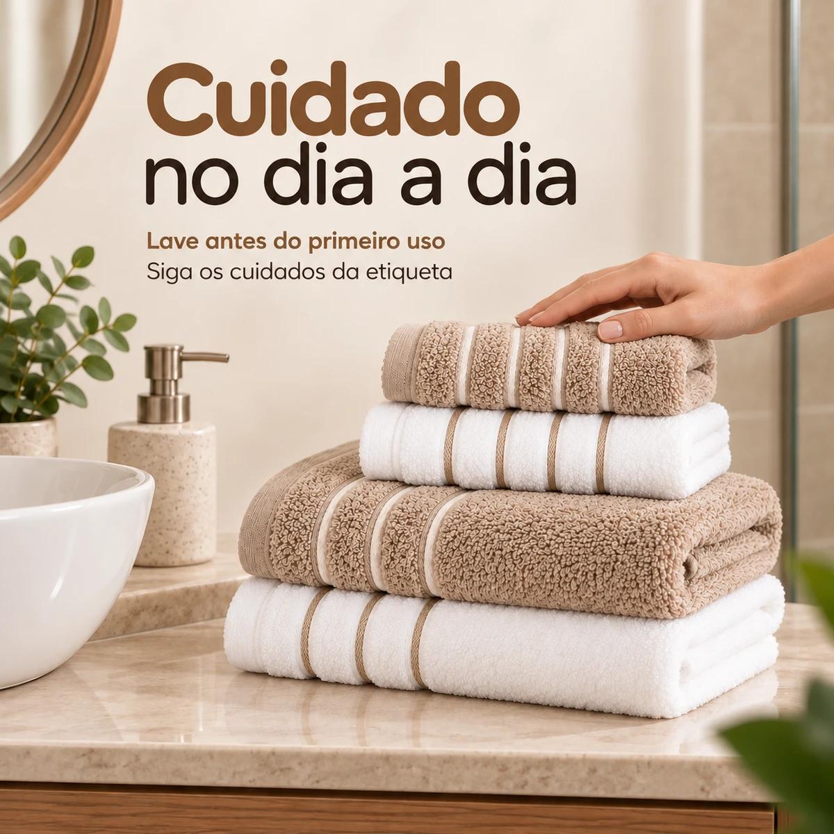 Como usar, transportar ou conservar Jogo de toalhas 4 peças em algodão
